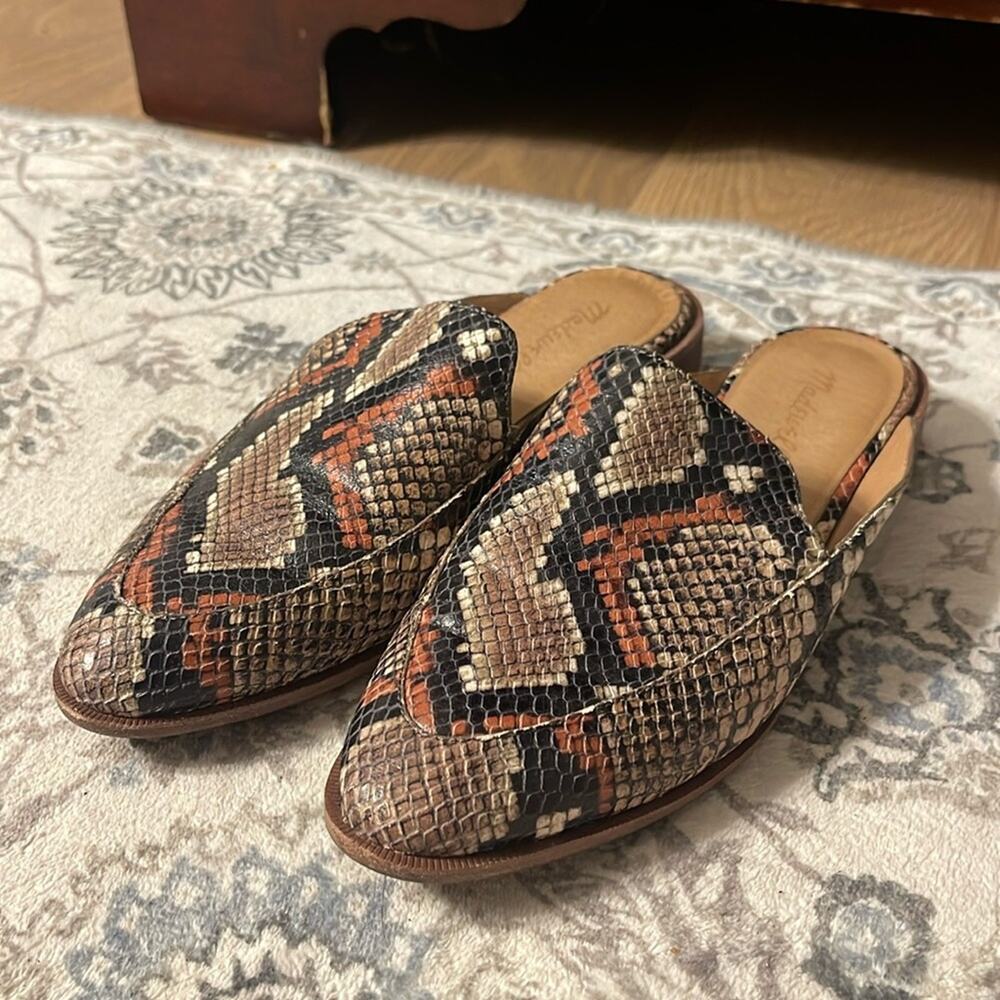 MADEWELL “Frances” Multicolored Snakeskin Slide On Loafer Mules Size 8.5